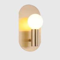 Shenzhen Wrought Iron Brushed Gold Sconce Lighting Fixture Glass Cover Wall Lamp for Hotel Bedside Restaurant