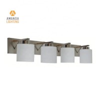 4 Lights Brushed Nickel with Frosted White Glass Vanity For Home Wall Sconce