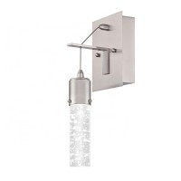 One-Light 9-Watt LED Indoor Wall Sconce Light Fixture Brushed Nickel Finish with Bubble Glass