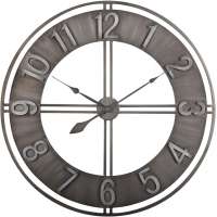 Hanssz Doca 30 Inch Industrial LOFT Metal Decor Wall Clock Brushed Black Iron Skeleton Wall Clock