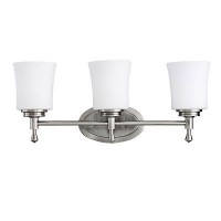 White Glass 3 Light Bathroom Vanity Light Brushed Nickel Hotel Wall Lamp